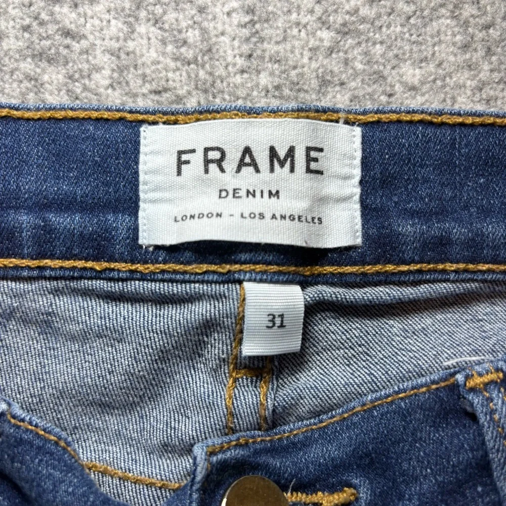 FRAME Women’s Le High Straight Jeans Size 31 Dark Wash Stretch High Rise Ankle - Picture 5 of 12